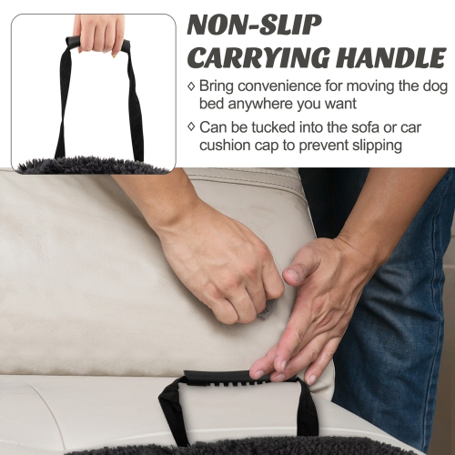 Costway Plush Calming Dog Couch Bed with Anti-Slip Bottom Plush Mat for Large Dogs & Cats Black