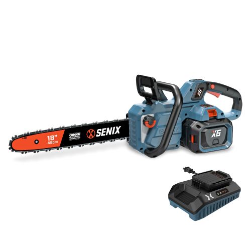 SENIX X6 60V 18-Inch Cordless Chainsaw – Ultra-High Chain Speed, Brushless Motor, ECO Mode, Tool-Free Tension, 4Ah Battery & 3A Charger Included -