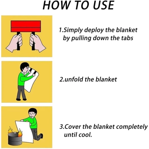 Emergency Fire Blankets for Home & Kitchen | Fireproof Blanket for Camping, BBQ, Fireplace, Office | 2-Pack