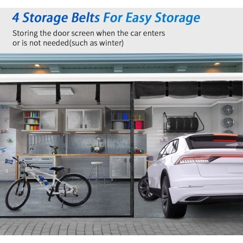 8x7FT Magnetic Garage Door Screen | Retractable Fiberglass Mesh with Weighted Bottom | Easy Assembly & Hands-Free | 40 Magnets for 1-Car Garage/Patio