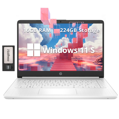 HP Premium Stream 14" HD BrightView Laptop, Intel Celeron N4120, 224GB Storage(64GB eMMC+160GB Docking Station Set), 16GB RAM, Intel UHD Graphics, 1