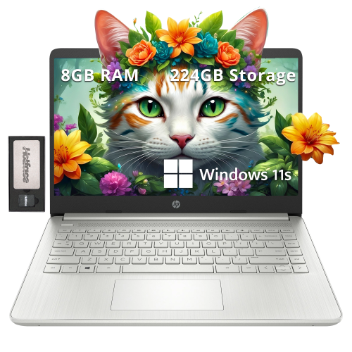 HP Stream 14" HD Laptop, Intel Celeron N4120, 224GB Storage(64GB eMMC+160GB Docking Station Set), 8GB RAM, Intel UHD Graphics, 720p HD Webcam, 1 Year