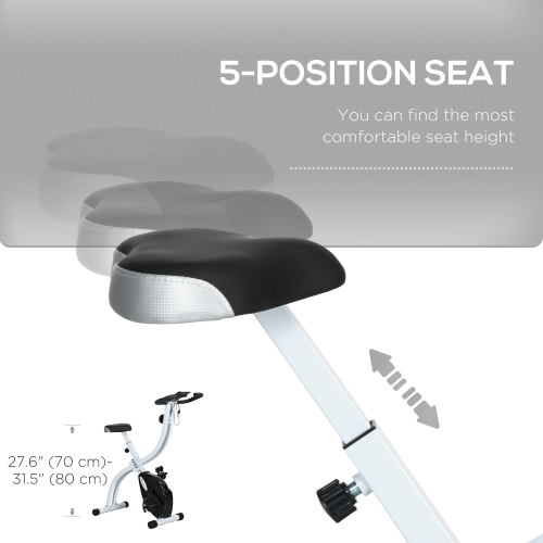 Soozier Foldable Exercise Bike, Quiet Stationary Bike with 8-Level Magnetic Resistance, Pulse Sensor, Wheels and LCD Monitor, Black