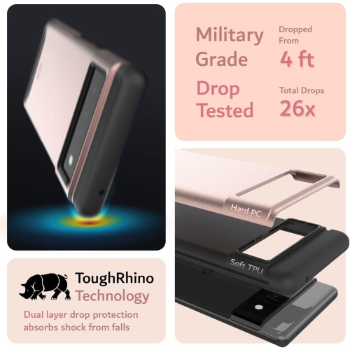 Étui double couche Merge de TUDIA pour Pixel 6 Pro de Google - Rose doré