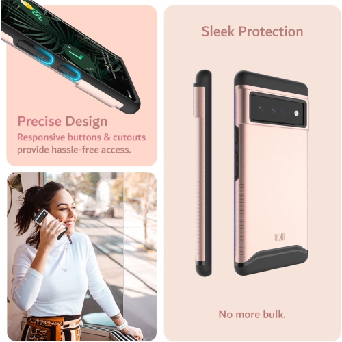 Étui double couche Merge de TUDIA pour Pixel 6 Pro de Google - Rose doré