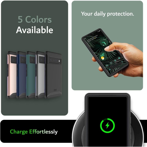 Étui double couche Merge de TUDIA pour Pixel 6 Pro de Google - Vert chasseur