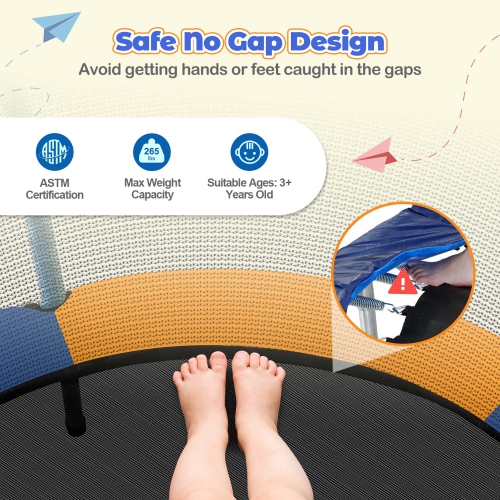 Costway 48" Toddler Trampoline for Kids with Safety Enclosure Net Heavy-duty Frame