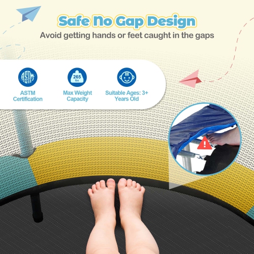 Costway 48" Toddler Trampoline for Kids with Safety Enclosure Net Heavy-duty Frame