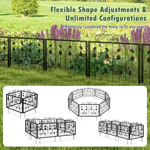 Costway Decorative Garden Fence with 8 Panels Outdoor Animal Barrier Landscape Border