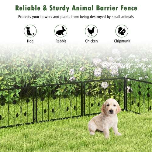 Costway Decorative Garden Fence with 8 Panels Outdoor Animal Barrier Landscape Border