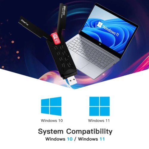 WiFi6E AX5400 USB 3.0 Wireless Adapter | 2.4GHz/5GHz/6GHz Wi-Fi Booster | High Gain Antenna for PC/Laptop | Win10/11 Driver Free