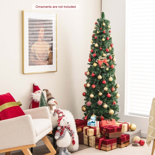 Arbre de Noël artificiel illuminé de 6 pi avec fibres optiques colorées et 517 embouts de branches en PVC de Costway