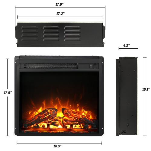 WAMPAT Electric Fireplace Insert 18'' Freestanding Heater, RV Fire Place Storage Cabinet for TV Stand, Small Electric Stove Stand for Living Room,