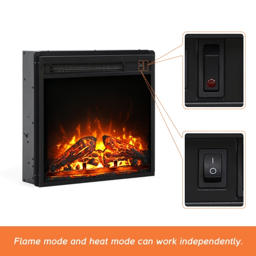 WAMPAT Electric Fireplace Insert 18'' Freestanding Heater, RV Fire Place Storage Cabinet for TV Stand, Small Electric Stove Stand for Living Room,