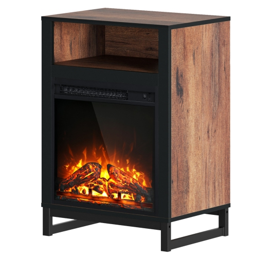 WAMPAT Electric Fireplace Insert 18'' Freestanding Heater, RV Fire Place Storage Cabinet for TV Stand, Small Electric Stove Stand for Living Room,