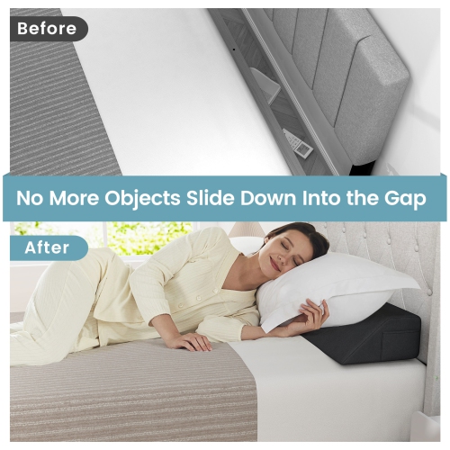 Giantex Twin Bed Wedge Pillow with Tablet Pillow Stand Side Pockets Support for Back Grey