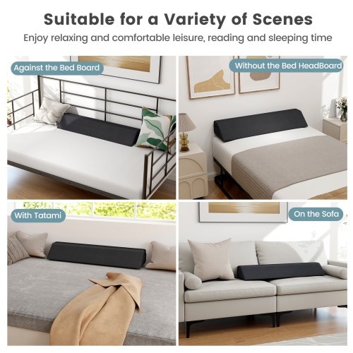 Giantex Twin Bed Wedge Pillow with Tablet Pillow Stand Side Pockets Support for Back Grey