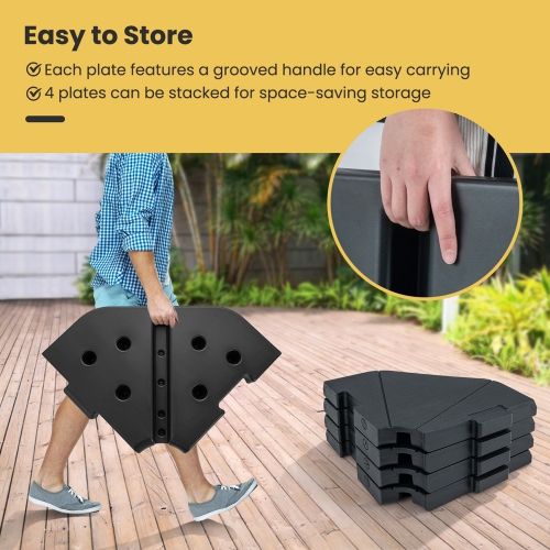 Costway 4PCS Fillable Umbrella Base Stand Patio Offset Cantilever Umbrella Base Garden