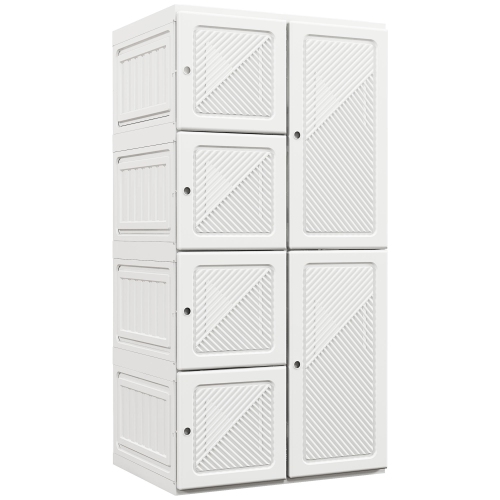 Armoire garde-robe portative HOMCOM rangement à vêtements pliable en plastique pour chambre à coucher avec 8 compartiments cubiques portes aimantées