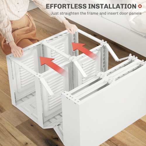 HOMCOM Portable Wardrobe Closet Cabinet Foldable Plastic Clothes Storage Organzier for Bedroom with 8 Cube Compartments Magnet Doors Easy Assembly