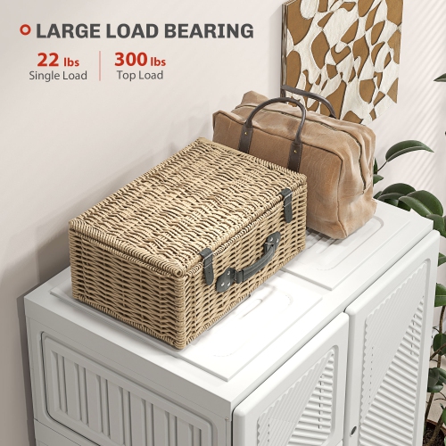 HOMCOM Portable Wardrobe Closet Cabinet Foldable Plastic Clothes Storage Organzier for Bedroom with 8 Cube Compartments Magnet Doors Easy Assembly