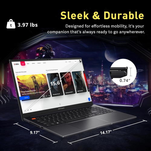 ASUS VivoBook S 15 Slim 15.6" FHD Laptop, AMD Ryzen 5 5600H, 1.16TB Storage(1TB SSD +160GB Docking Station Set), 8GB RAM, AMD Radeon Graphics,