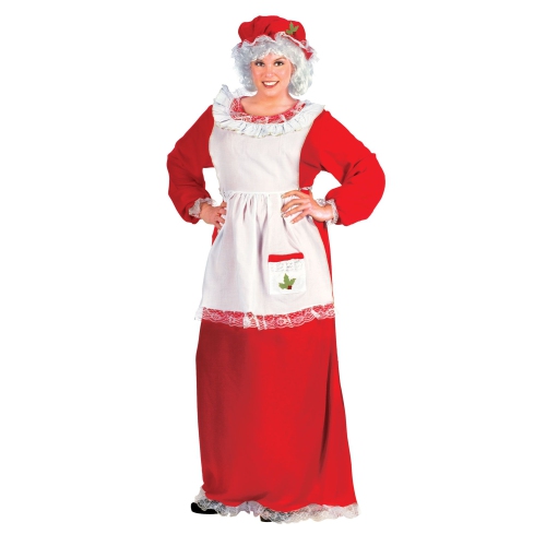 Costume de Noël en peluche rouge et blanc pour femme de Mme Père Noël – taille plus grande