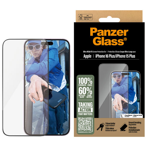 PanzerGlass Ultra-Wide Fit Glass Screen Protector for iPhone 16 Plus