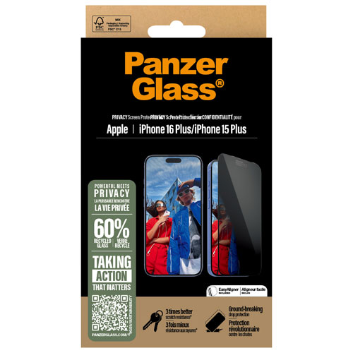 PanzerGlass Ultra-Wide Fit Privacy Glass Screen Protector for iPhone 16 Plus