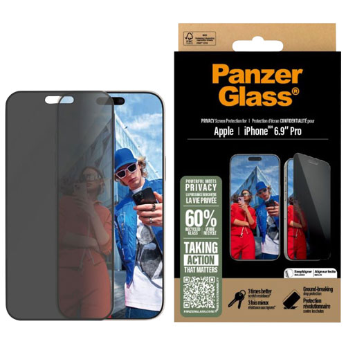 Protecteur d'écran de confidentialité en verre ultralarge de PanzerGlass pour iPhone 16 Pro Max