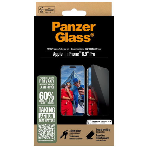 Protecteur d'écran de confidentialité en verre ultralarge de PanzerGlass pour iPhone 16 Pro Max