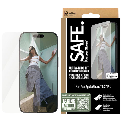PanzerGlass SAFE Ultra-Wide Fit Glass Screen Protector for iPhone 16 Pro
