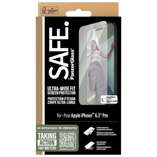 PanzerGlass SAFE Ultra-Wide Fit Glass Screen Protector for iPhone 16 Pro