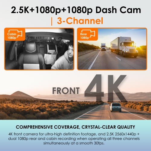 Caméra de tableau de bord R316 3 canaux 2,5K+1080p+1080p de Rexing avec Wi-Fi et GPS