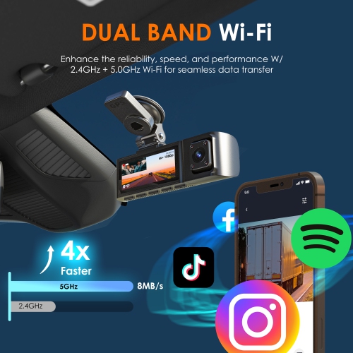 Rexing R316 Dual Dash Cam 4K Front & 1080p Cabin, Wi-Fi and GPS