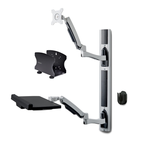Startech Monitor Mount & Keyboard Tray, Standing Desk w/PC Bracket Wall Mount Workstation -