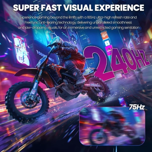 27-Inch Curved Gaming Monitor 240Hz, 1ms GTG, FHD 1080P, 99% sRGB, 1800R VA Panel, Freesync, HDMI/DP Ports, Wall-Mountable, Tilt Adjustable, Eye Care