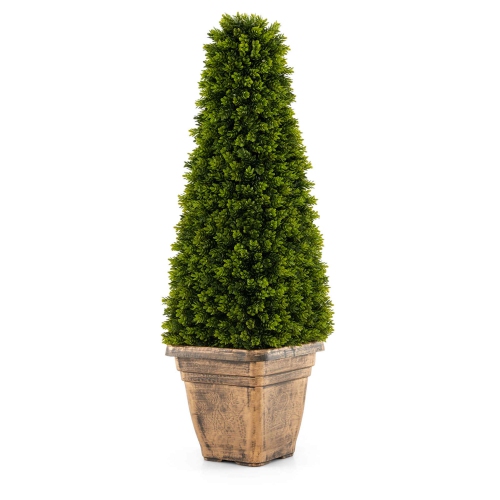 Costway 3 FT Artificial Boxwood Topiary Tree Potted Fake Tree Indoor & Outdoor Faux Tree