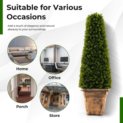 Costway 3 FT Artificial Boxwood Topiary Tree Potted Fake Tree Indoor & Outdoor Faux Tree