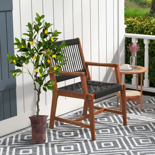 Costway 2 PCS 4 FT Tall Artificial Lemon Tree with Lemon Fruits, Cement Pot for Porch, Office