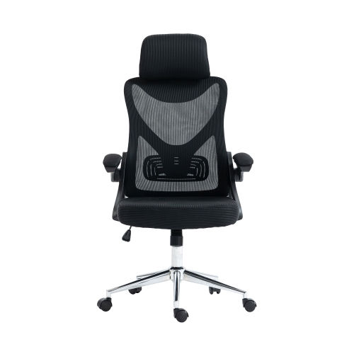 Techni Mobili Essential Ergonomic Office Chair with Headrest & Lumbar Support-Black