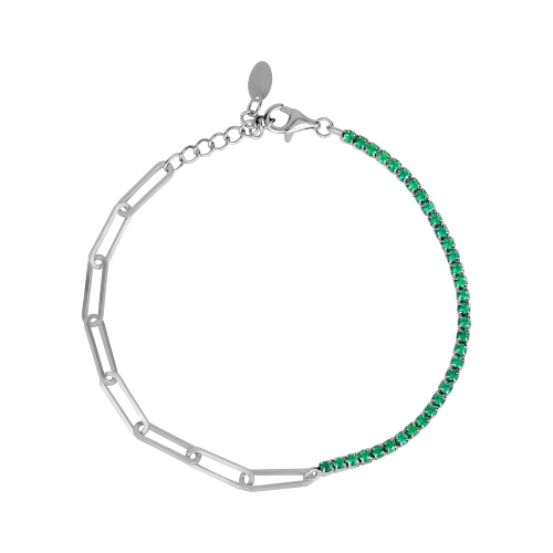 CLUB ROCHELIER  3A Cubic Zirconia Bracelet With Large Links In Multicolor