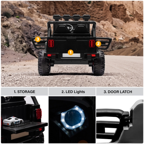 VOLTZ TOYS HVAOC Truck 12V 2 Seater Ride-On Car Toy for Kids with Open Doors, LED Lights, 2.4G Remote Control and MP3 Player with Music, Battery