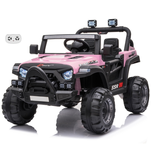 VOLTZ TOYS  12V Jeep With Angry Face Grill Kids Ride On Car Toy With Lights And Remote Control