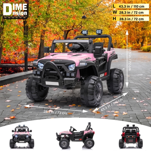 12V Jeep with Angry Face Grill Kids Ride On Car Toy with Lights and Remote Control