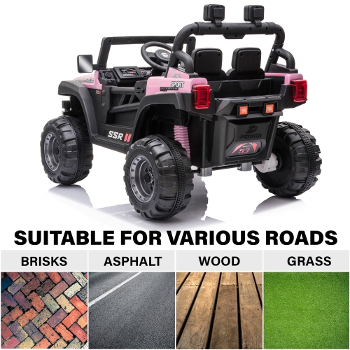 12V Jeep with Angry Face Grill Kids Ride On Car Toy with Lights and Remote Control