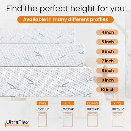 UltraFlex SleepTight- Reversible Gel-Infused Foam Mattress, Ideal for Bunk Beds, Trundle Beds, Caravans, RV, Bamboo Feel, CertiPUR-US® Certified,