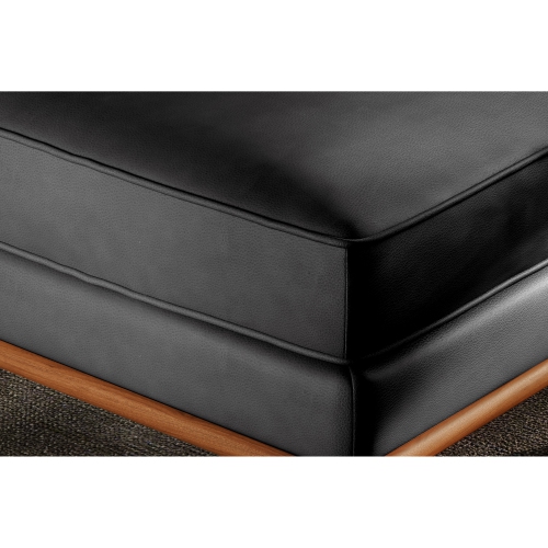 Valencia Artisan Leather Ottoman, Black