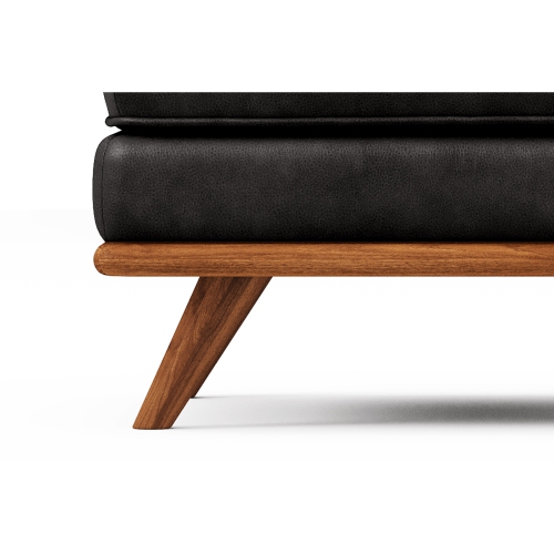 Valencia Artisan Leather Ottoman, Black