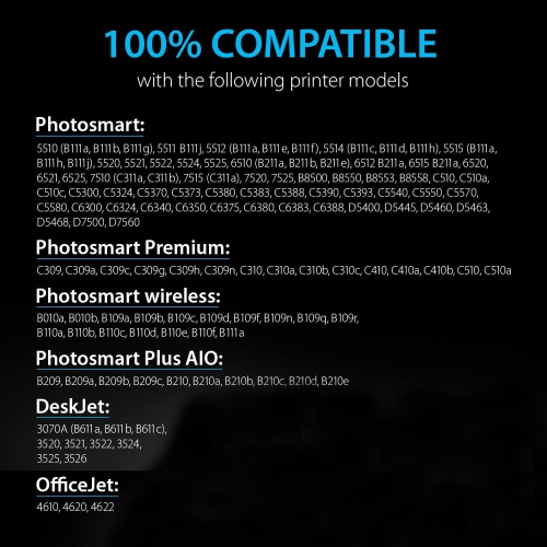 4 Black Compatible Replacement for HP 564 XL Ink Cartridge 564XL High Yield - HP 3520 3521 3522 3070A 4610 4620 4622 5510 5512 5515 5520 5522 5525